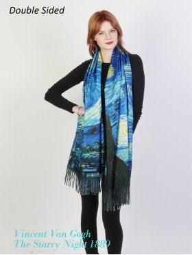 The Starry Night Double-sided Oil Painting Design Fashion Scarf